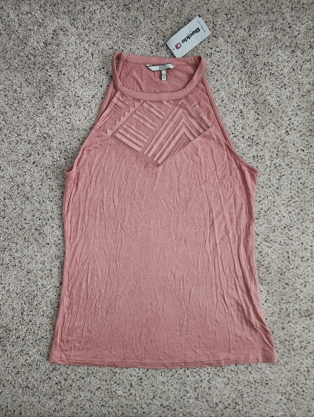 BKE Dusty Rose High Neck Tank Top